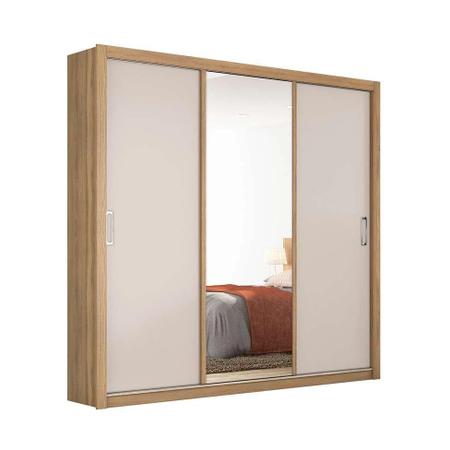 Imagem de Guarda-Roupa Residence de 3 Portas e 2 Gavetas com Espelho Amendola/Off White - Walmir Móveis