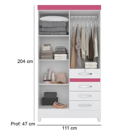 Imagem de Guarda Roupa Sobral Branco/ Rosa/ Lilás/ Azul Flex 4 Portas 4 Gavetas Esp. Moval