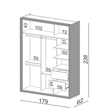 Imagem de Guarda Roupa Solteiro 179cm 2 Portas de Correr 100% MDF TW601 Off White - Dalla Costa