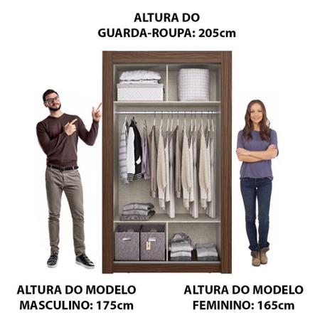 Imagem de Guarda-Roupa Solteiro 2 Portas de Correr Édez Fig, Espelho, Nogueira