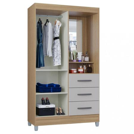 Guarda Roupa Solteiro com Espelho 2 Portas 3 Gavetas Madri Poquema Imagem de Guarda Roupa Solteiro com Espelho 2 Portas 3 Gavetas Madri Poquema