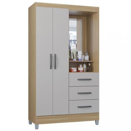 Guarda Roupa Solteiro com Espelho 2 Portas 3 Gavetas Madri Poquema Imagem de Guarda Roupa Solteiro com Espelho 2 Portas 3 Gavetas Madri Poquema
