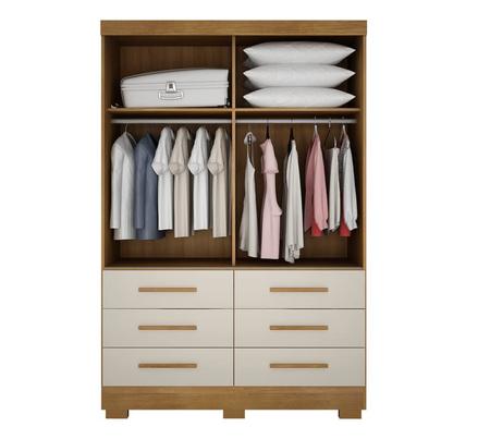 Guarda Roupa Solteiro com Espelho 2 Portas 6 Gavetas - Capri-Cumaru/Fendi - Móveis Novo Horizonte Imagem de Guarda Roupa Solteiro com Espelho 2 Portas 6 Gavetas - Capri-Cumaru/Fendi - Móveis Novo Horizonte