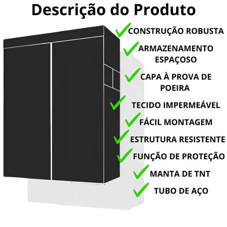 Imagem de Guarda Roupa Solteiro Dobrável Armário Organizador Cabideiro para Organizar Roupas Calçados Toalhas Arara Roupeiro Pequeno