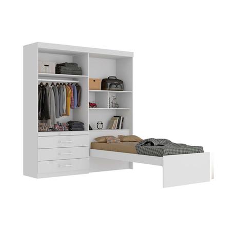 Imagem de Guarda Roupa Solteiro Europa Lyon Espelho+Cama Branco