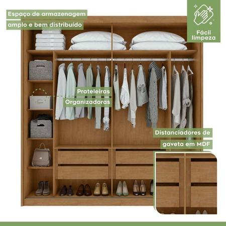 Imagem de Guarda-Roupa Velaris com Espelho, Cômoda Vedrae Cama Casal Loop Amêndoa Clean/Off White