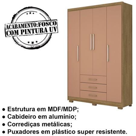 Imagem de Guarda Roupas 04 Portas E 03 Gavetas 10088 Nature Camarim VLR