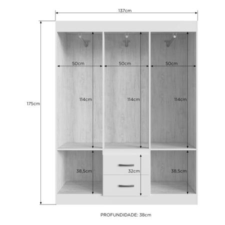 Imagem de Guarda-Roupas 6 Portas 2 Gavetas Multimóveis CR35111