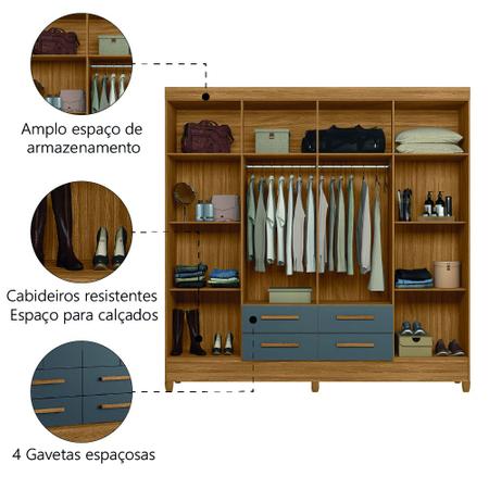 Imagem de Guarda Roupas Casal 8 Portas 4 Gavetas Freijó/Cinza Flórida Moval