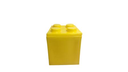 Imagem de Guarda Volumes Caixa Organizadora Lego Cubos Encaixáveis-Caixa Baú amarela para Meninos e Meninas-Organizador infantil b