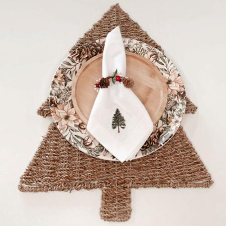 Imagem de Guardanapos de Tecido Natalino Christmas Árvore de Natal Mesa Posta Natalina 100% Algodão 42,5x42,5cm 4 Peças