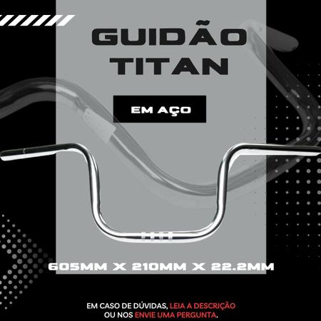 Guidão de Moto Aço Cromado Preto Tubo Cross Brilho Alto Modelo Titan CG150  Para Bike Bicicleta Grau