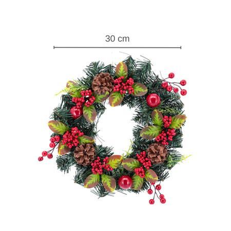 Imagem de Guirlanda Natal 30cm com Pinhas Berries Enfeite Decoracao Natalina Luxo Premium