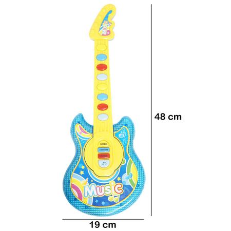 Imagem de Guitarra com Microfone Infantil Pedestal Brinquedo Luz Som Karaokê Criança Importway BW138