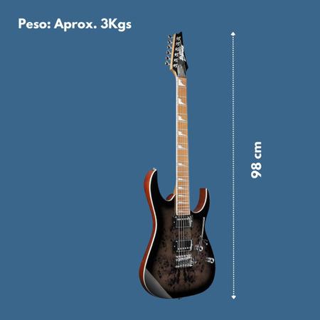 Imagem de Guitarra eletrica ibanez 6 cordas .009 trastes jumbo grg220pa1-bkb