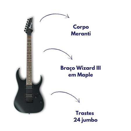 Imagem de Guitarra eletrica ibanez soloist de meranti 6 cordas rg421ex-bkf