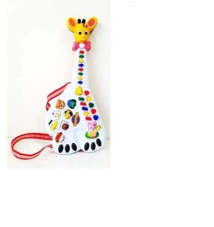 Imagem de Guitarra Girafa Brinquedo Infantil Com Luz e Sons Animais Piano 26 Teclas