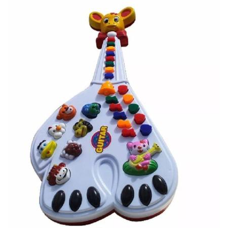 Imagem de Guitarra Girafa Infantil Brinquedo Com Luz e Sons Animais