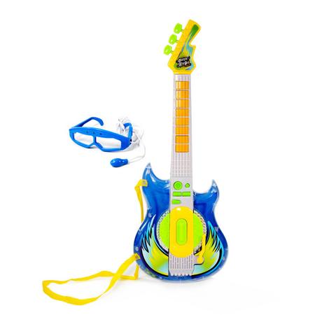 Imagem de Guitarra infantil com microfone e óculos música mega compras