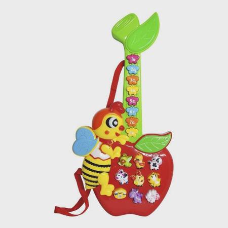 Imagem de Guitarra Infantil Com Piano E Teclado Abelha Animais Dm Toys