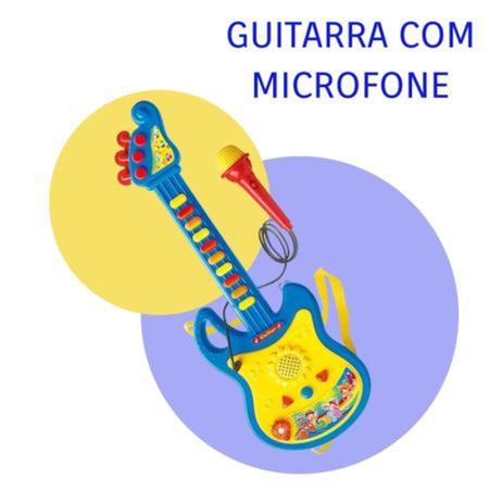 Imagem de Guitarra Infantil Criança C Microfone P Cantar C Som E Luz