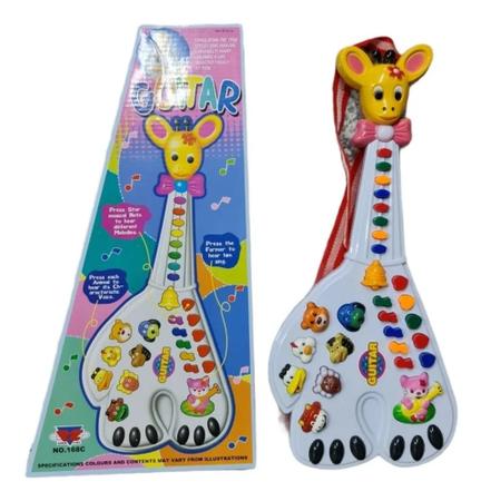 Imagem de Guitarra Infantil Girafa Brinquedo Musical Sons De Animais