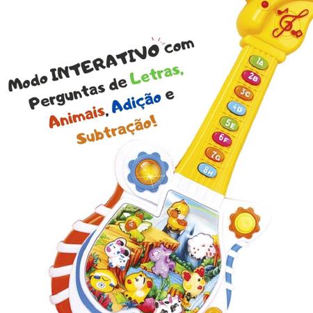 Guitarra Educativa Paradise Com Som e Luz DM Toys Musical – 45 centimetros  – Maior Loja de Brinquedos da Região