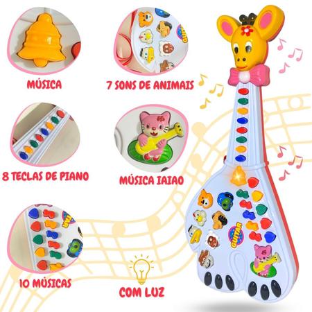 Imagem de Guitarra Infantil Musical Luz Som Animais Piano Fazendinha