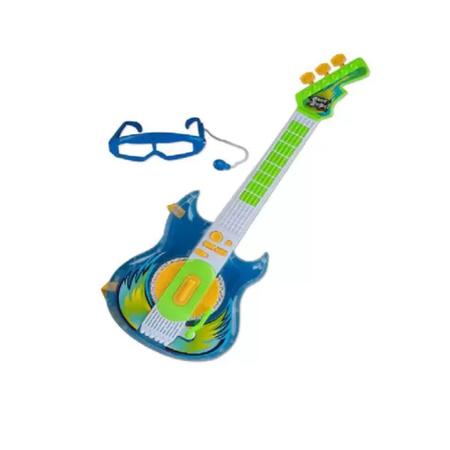 Imagem de Guitarra Rock Star Azul com Óculos Microfone