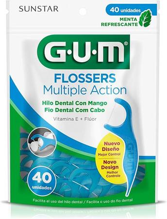 Fio Dental Flossers GUM Ultra Deslizante Sabor Menta 40 Unidades