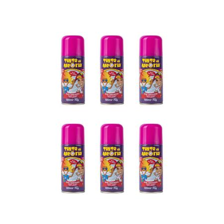 Hair Spray Tinta da Alegria Rosa 120ml-Kit C/6un Imagem de Hair Spray Tinta da Alegria Rosa 120ml-Kit C/6un