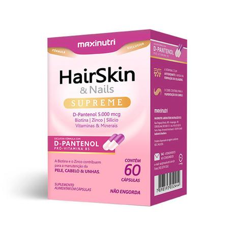 Imagem de HairSkin Supreme Pele Cabelo Unhas D-Pantenol Biotina 60 Cáps Loja Maxinutri