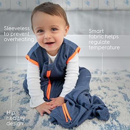 Imagem de HALO Sleepsack Ideal Temp, Baby Wearable Blanket, TOG 1.0, Navy/Orange, Large