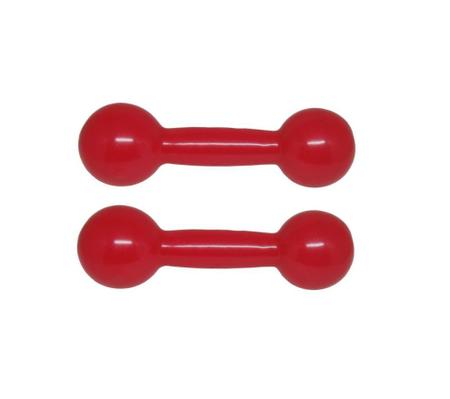 Imagem de Halter Par Bola Emborrachado 1 Kg Rosa + Mini Band Faixa Elástica Forte Vermelho