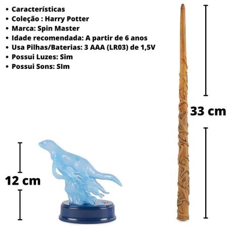 Varinha Magica 33cm Patrono Hermione Som E Luz Harry Potter