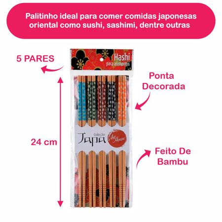 Jogo Hashi de Bambu Reutilizável Sushi Comida Oriental 10un - Casita -  Hashi - Magazine Luiza