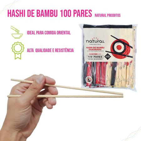 Imagem de Hashi de Bambu Asiático 21cm Atacado Pacote com 100 pares Natural Produtos