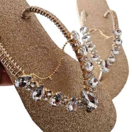 Imagem de Havaianas De Luxo Slim Com Glitter Dourado E Pedraria Boreal