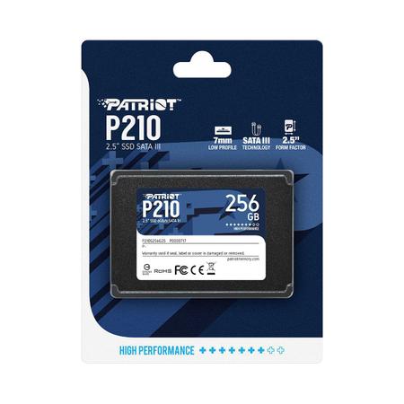 Imagem de HD SSD 256GB Patriot P210, 2.5" Sata III 6Gb/s, Leitura 500 MB/s, Gravação 400 MB/s - P210S256G25
