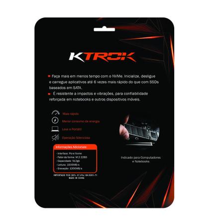 Imagem de Hd Ssd Ktrok M.2 2280 512Gb Pci-E Nvme Solid State Drive