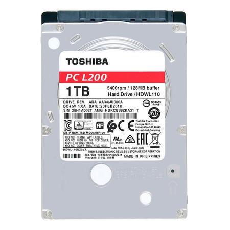 Imagem de HD Toshiba L200, 1TB, 5400RPM, 128MB Cache, 2.5", para Notebook, SATA - HDWL110UZSVA