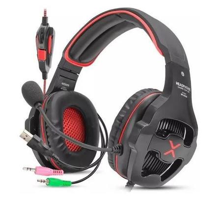 Imagem de Headfone gamer usb/p2 7.1 surround led c/microfone hf-g650 verm