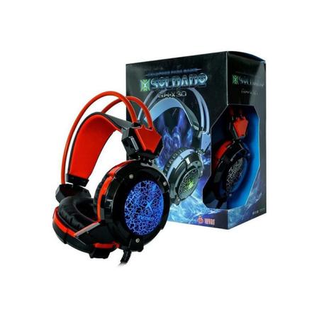 Imagem de Headfone gamer xsoldado com microfone e led gh-x30 vermelho