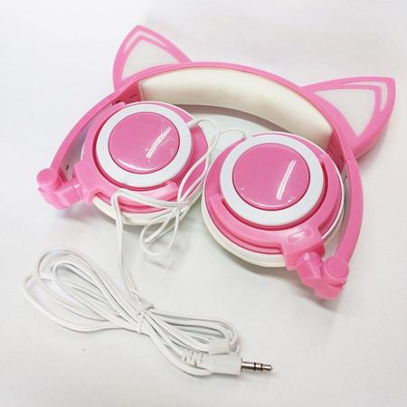 Imagem de Headfone  orelhas de gato e led hf-c22/2560 rosa - Exbom