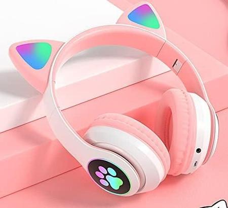 Imagem de Headphone Bluetooth Sem Fio com Orelhas de Gato LED Dobrável