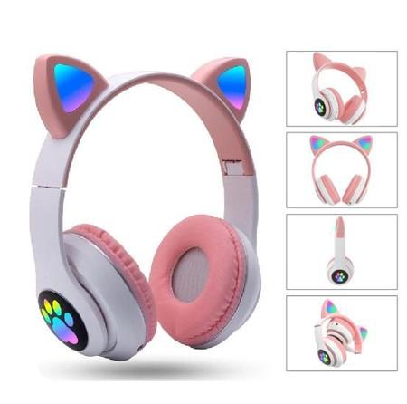 Imagem de Headphone Bluetooth Sem Fio com Orelhas de Gato LED Dobrável