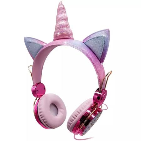 Imagem de Headphone Fone De Ouvido Unicórnio Com Orelhas Para Criança