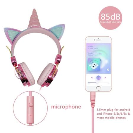 Imagem de Headphone Fone De Ouvido Unicórnio Com Orelhas Para Criança