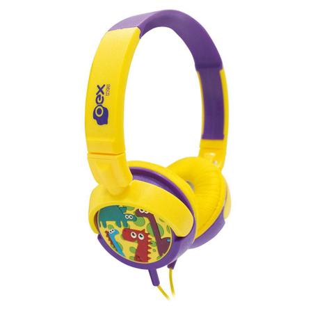 Imagem de Headphone Infantil Kids Dino Amarelo E Roxo Hp300 Oex