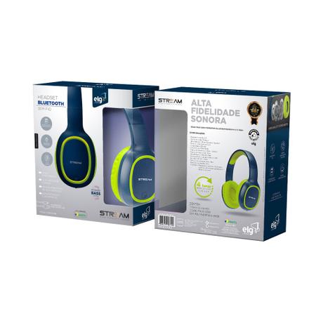 Imagem de Headset Bluetooth Microfone Micro SD Cabo USB P2 Azul/Verde MS1NB ELG